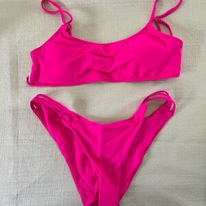 SHEIN Pink Bikini Set High-Cut V-Shape